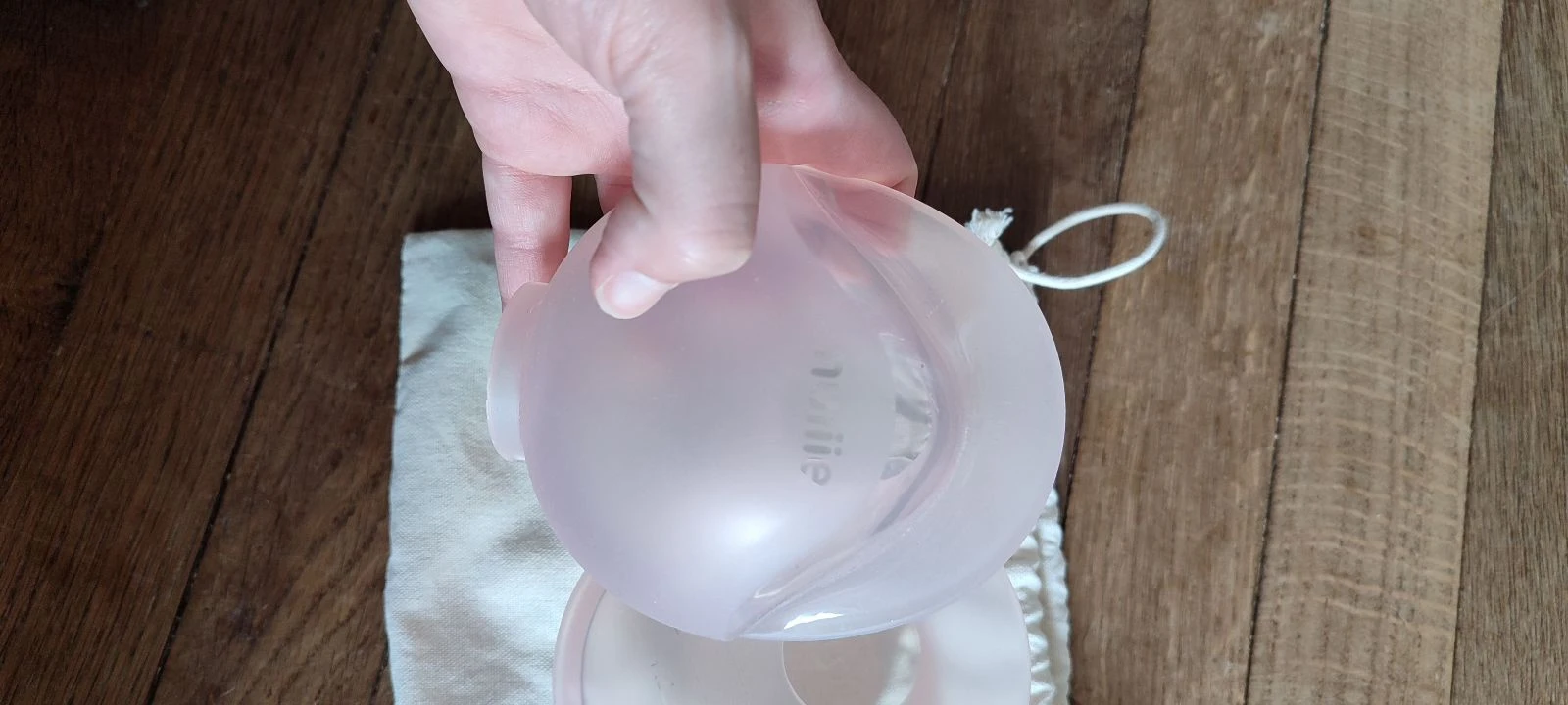 Conchas de amamentação em silicone rosa - Com saquinho de tecido – photo 3